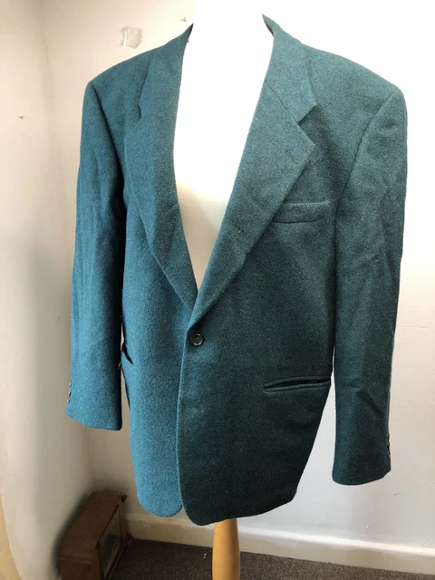 Giacca / blazer vintage in tweed verde da uomo 80% lana di Dunn & Co - 44R ""Petto