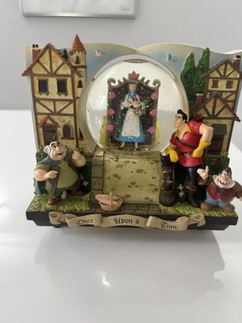 Rare Disney Beauty And The Beast Storybook Double Sided Musical Snow Globe