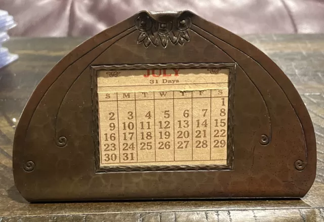 Vintage Roycroft Copper Desk Calendar w/Original Inserts