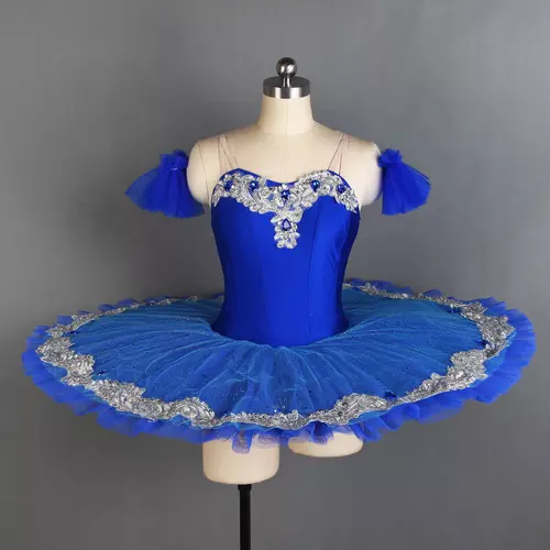 Blue Ballet Dance Pancake Tutu Stretch Bodice with Layers of Pleated Tulle Skirt