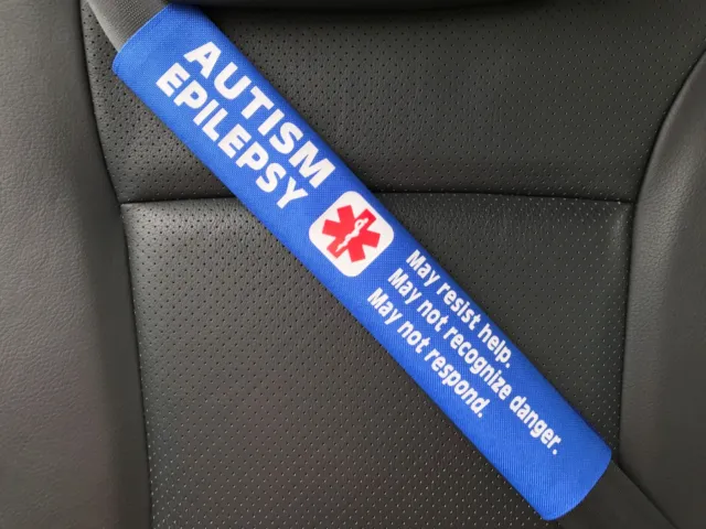 Autism Epilepsy Medical Alert Seat Belt Safety Cover Special Needs