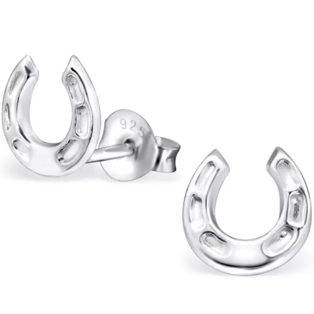 925 Sterling Silver Horseshoe Stud Earrings genuine Quality Jewellery horse shoe