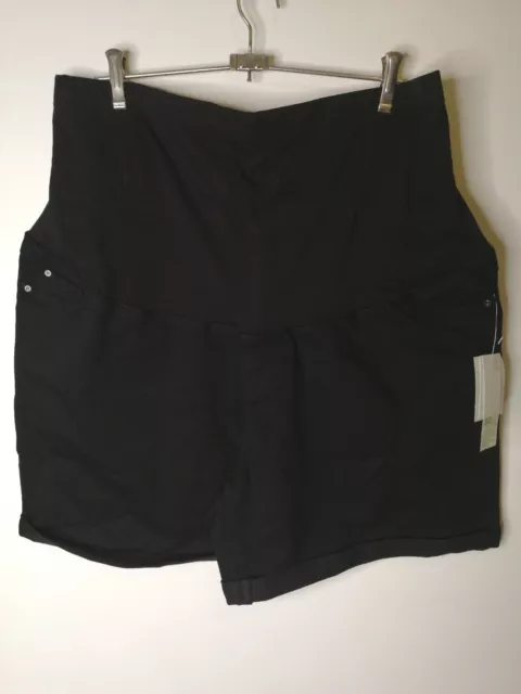 ANKO Black Denim Maternity Shorts Over Tummy Womens Size 20 BNWT