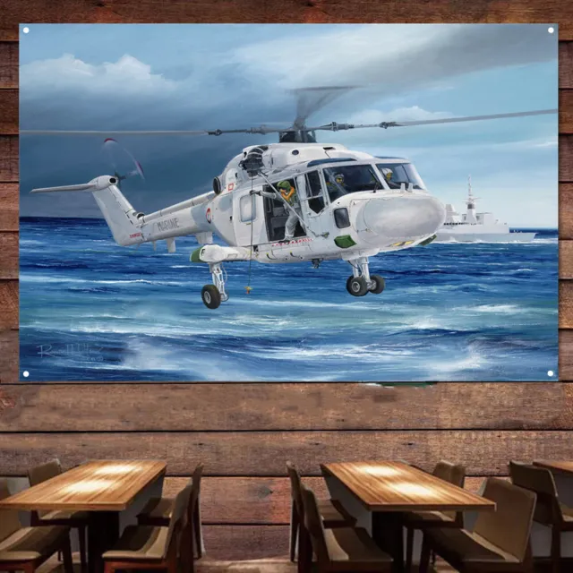 Royal Navy Lynx HAS Attack Helicopter Poster Military Art Banner Hanging Flag