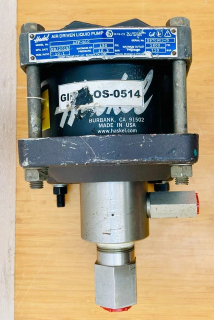 HASKEL ASF-B10 AIR Driven Fluid/ Liquid Pump 10:1 Ratio 1600 PSI 1.5 HP ...