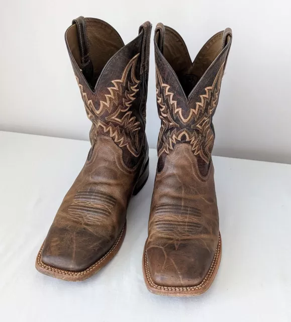 Size 12 Ariat® Men's Point Ryder Tan & Burnt Brown Square Toe Boots 10042471
