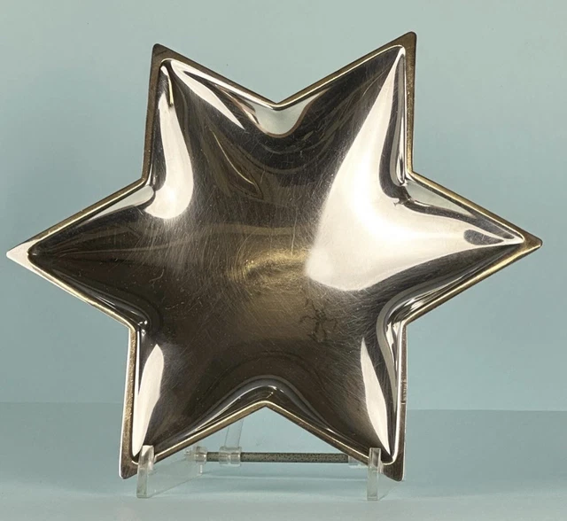 Centrotavola a stella in argento liscio 234 gr del Novecento punzonatura 925 Ag
