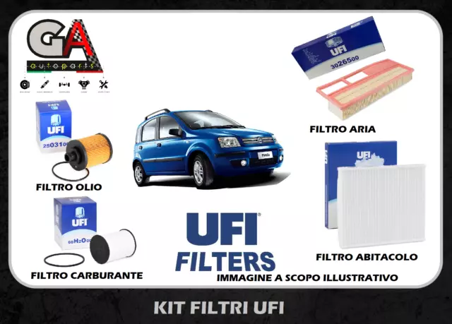 Kit Filtri per tagliando Fiat Panda 169 1.3 JTD Multijet 51 55KW EURO4 della UFI
