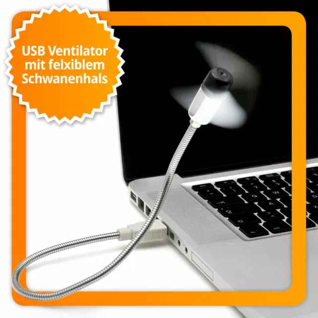 USB Ventilator mit Schwanenhals Notebook & Laptop Lüfter Fan Kühlung für PC