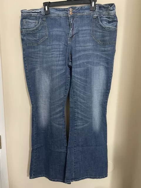 NEW Womens Hydraulic Denim Jeans Boot Cut High Rise Dark Blue Stretch Size 24