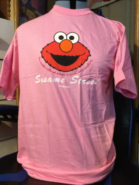 NOS vintage 90s SESAME STREET t shirt L Elmo pink Japan anime muppet