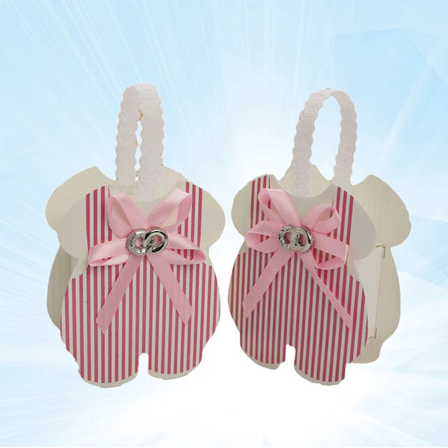 12 pcs boîte de chocolat baby shower sacs en papier boîtes à friandises noeud 3
