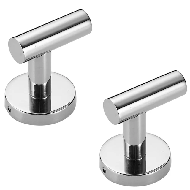 2Pcs Hooks Stainless Steel Coat Robe Hat Clothes Wall Mount Hanger Towel Rack