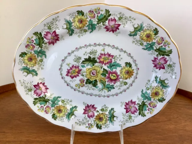 Booths England VICTORIA Oval Serving Platter ~Multicolored Florals 12 1/4”