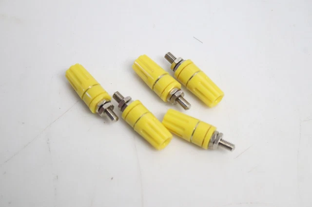 NEUF : Lot de 7 bornes fiches banane a visser JAUNE - 4X36  4mm, 20A