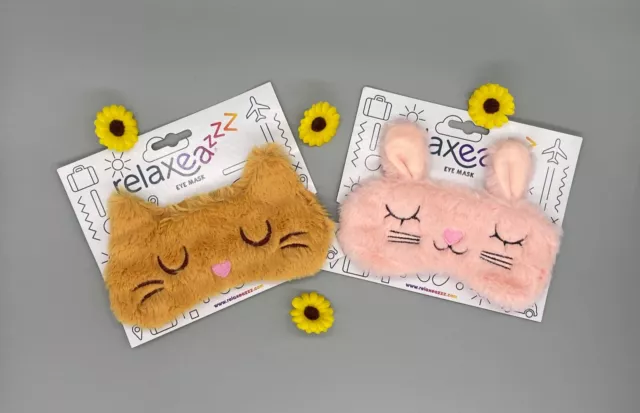 Augenmaske! Schlafbrille! Schlafmaske! Eye Mask! Kaninchen! Katze! Hase! Urlaub!