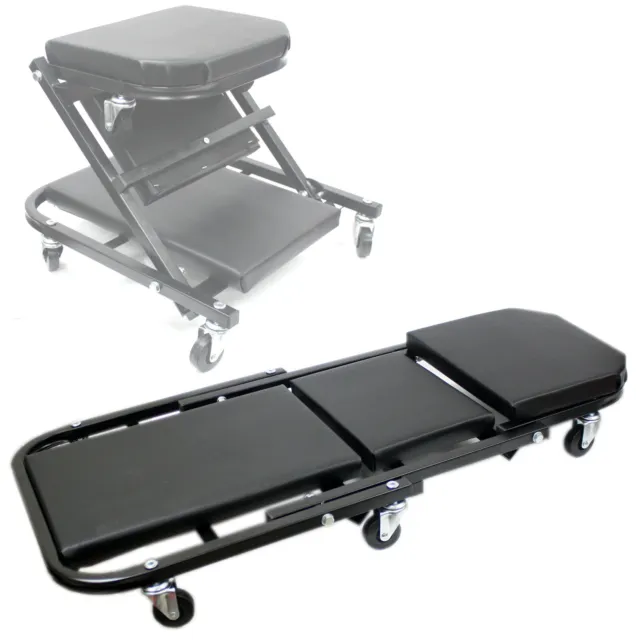 36" Foldable Z Creeper Seat Rolling Chair Auto Mechanic Shop Garage Work Stool