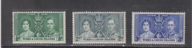 Turks & Caicos Islands  : 1937 - Coronation - Mnh - Scott # 75-77  Cplt. Set
