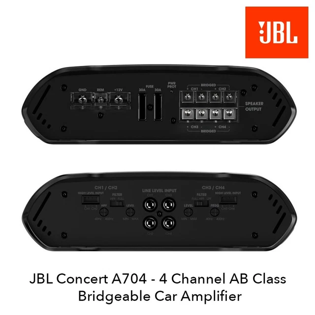 Amplificateur Voiture JBL Concert A704 4 Canaux - 4x70W RMS, Classe AB, Filtre Réglable