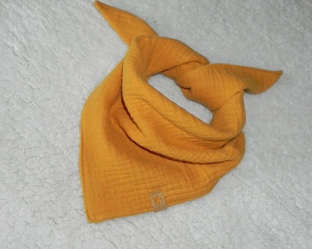 Baby ♥ Musselin Halstuch Dreieckstuch Spucktuch ♥ Senf Ocker ♥ Handmade ♥ Neu ♥