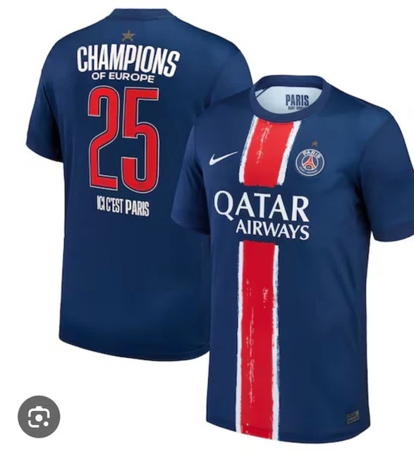 Maillot PSG Domicile 2018-2019 Nike Vapor - Flocage UCL Mbappé, Taille L (neuf)
