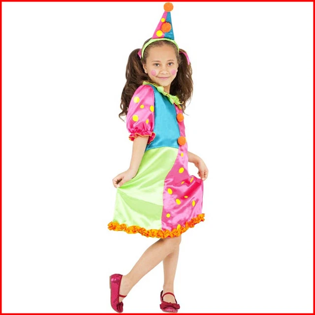 Costume Carnevale Bambina Da Pagliaccio Abito Clown Vestito Di Halloween Bimba