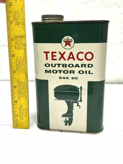 ✨Vintage Texaco Outboard Motor Oil Can 1 Quart Boat Tin Gas Oil Antique Auto✨ 2