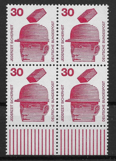 Bund 1972 ** Mi 698 Unfallverhütung 30Pf Viererblock VB 4er Unterrand UR 03746B