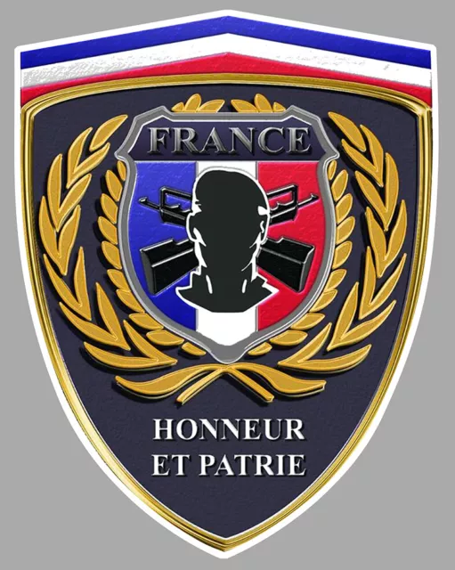 STICKER ARMEE FRANÇAISE FRANCE HONNEUR ET PATRIE AUTOCOLLANT BLASON 9cm AB047