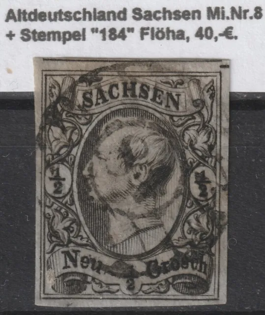 Altdeutschland Sachsen Mi.Nr.8 Stempel "184" FLÖHA