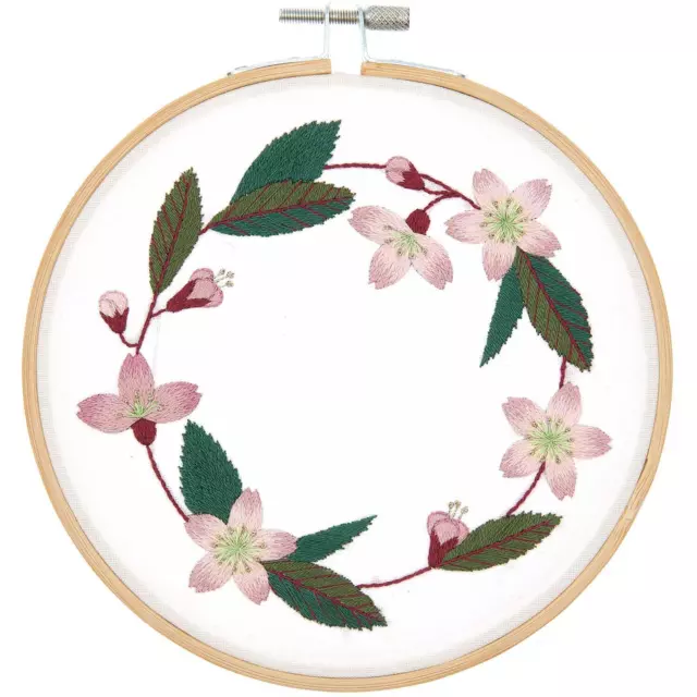 Rico Design Embroidery Kit - Cherry Blossom Wreath - includes hoop