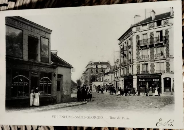 CPA 94 Villeneuve Saint Georges Rue De Paris Animations 1903