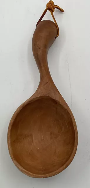 Primitive Vintage 8.5” Hand Carved Wooden Soup Stew Spoon Ladle (21)