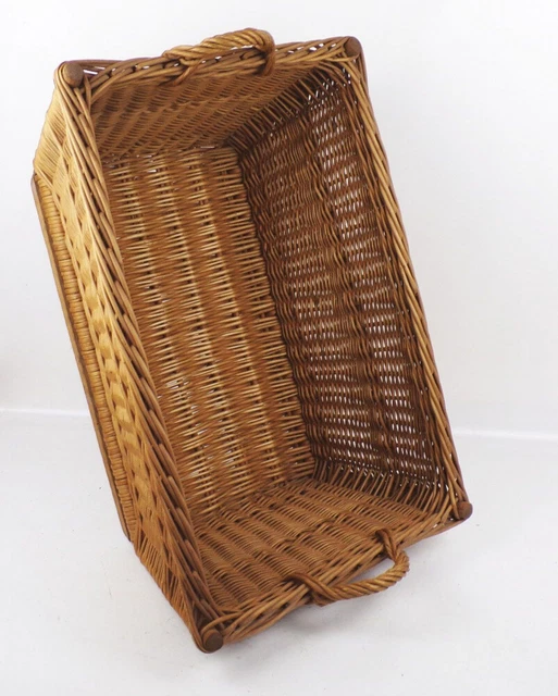 Antiguo Cesta de Lavado Mimbre Hermosa Talla Cesta Decoración