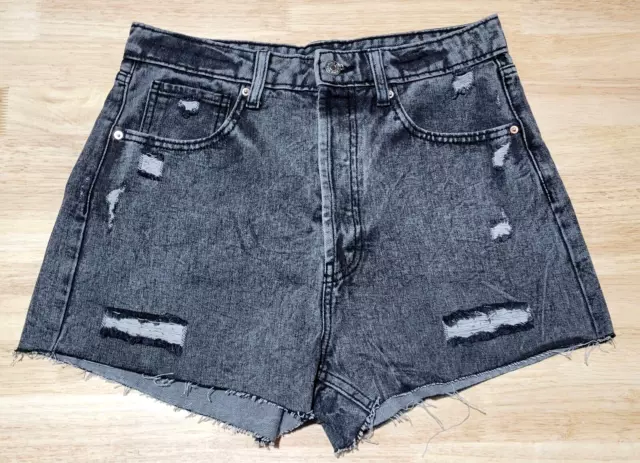 Wild Fable Women's 14 Gray Wash Super High Rise Cut Off Distressed Jean Shorts
