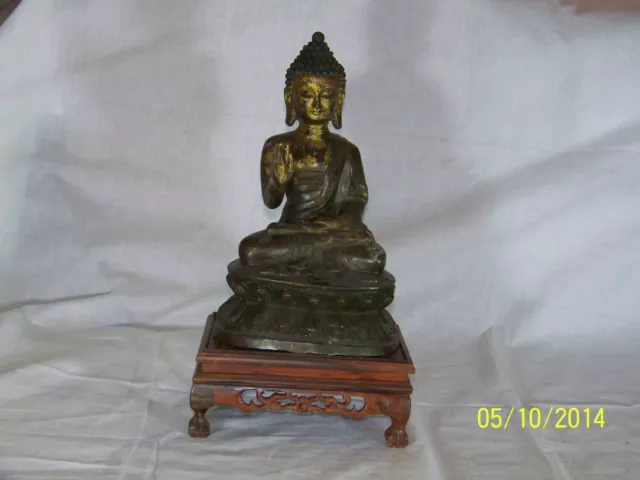 Chinese Ming/Qing Dy Rare Gilt Bronze Sakyamuni Buddha Figure