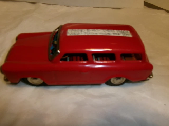 Vintage Tin Toy Friction Old Timer's Car, Red & Black, AS IS missing