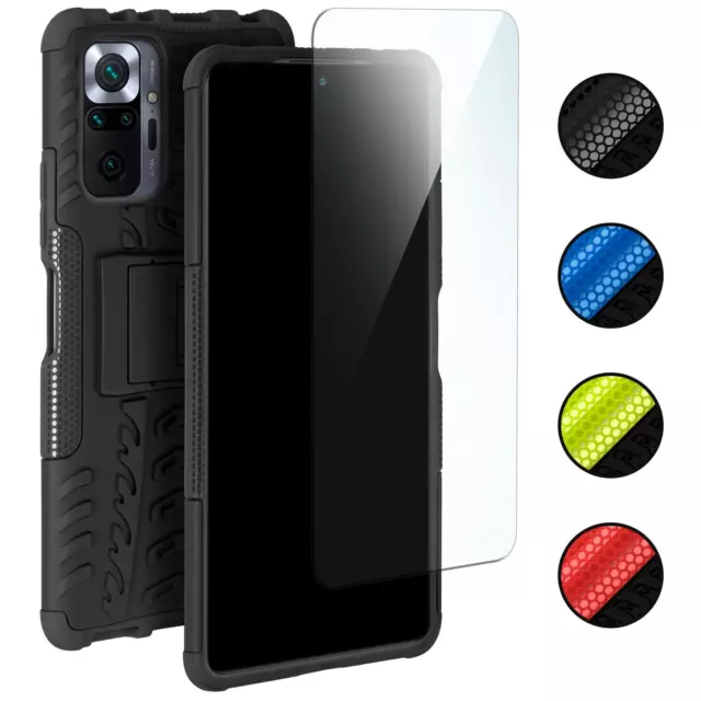 Handy Hülle für Xiaomi Redmi Note 10 Pro Panzer Case Cover TPU mit Schutz Glas