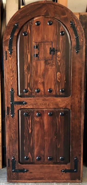 Rustic Spanish reclaimed lumber arched top door solid wood storybook castle 3