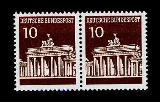 BUND, Mi. 506 Brandenburger Tor, 10 Pf., waagerechtes Paar, Luxus