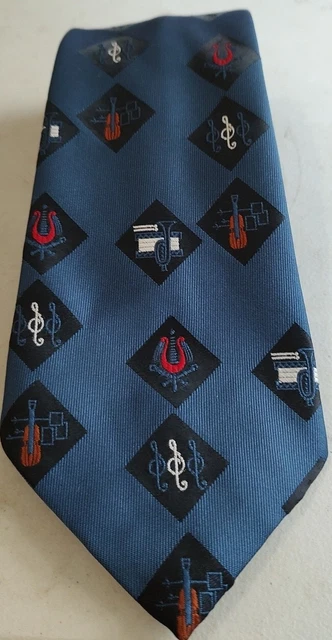 Grenadier Necktie Tie Music Note Guitar Trombone Blue Polyester Great Britain