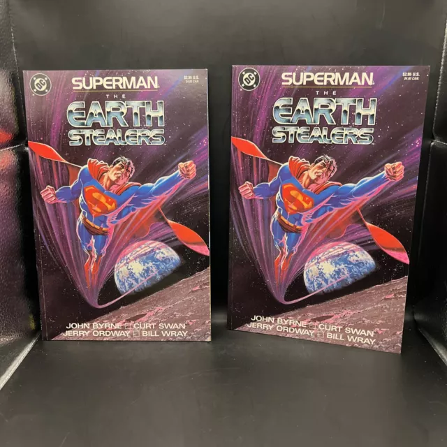 2 Copies SUPERMAN The Earth Stealers TPb (DC 1988) Graphic Novel John Byrne