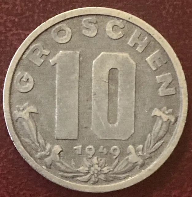 Austria - 10 Groschen Aluminium Coin - 1949 (KS)
