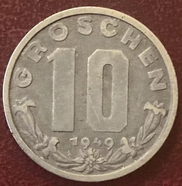 Austria - 10 Groschen Aluminium Coin - 1949 (KS)