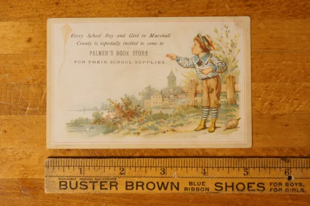 Victorian Trade Card Palmers Book Store Marshalltown IA Signed Thomas Floyd 1888