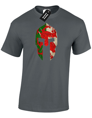 Wales Spartan Mens T Shirt Tee Welsh Flag Rugby Football Fan Gift Present Idea