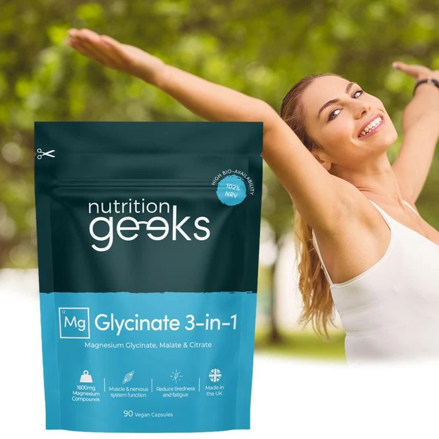 NUTRITION GEEKS MAGNESIUM Glycinate 3 In 1 Complex 1800mg Supplements - Foto 6