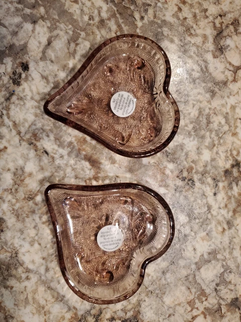 Vintage Indiana Glass Tiera Sandwich Amethyst Heart Ring Dish Pressed Glass NWT