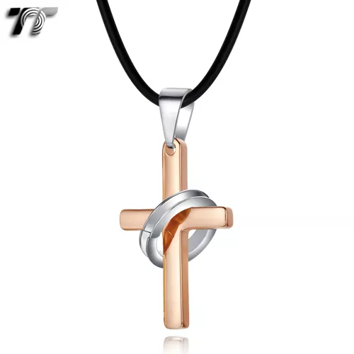 Quality TT Stainless Steel Ring Cross Pendant Necklace 3 Colours (NP301) NEW