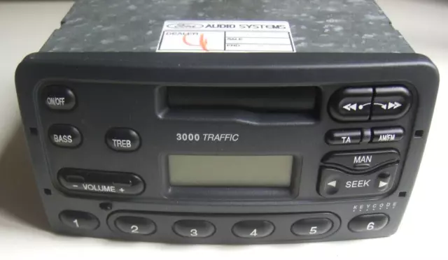 Radio de coche Ford Fiesta Focus Mondeo 3000 casete de tráfico 97FP18K876LA sin probar